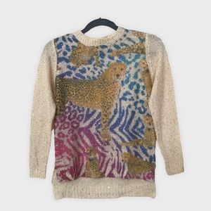 Success Animal Print Sequence Knit Sweater Top Size 12 (Girl)